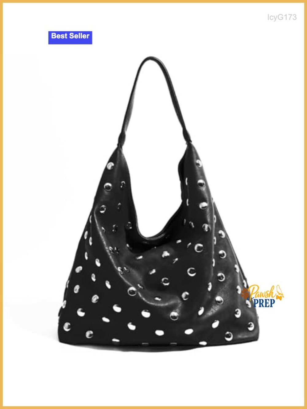 Vegan Leather Studded Hobo Tote Purse Hand-Embellished Punk Y2K Slouchy Bag